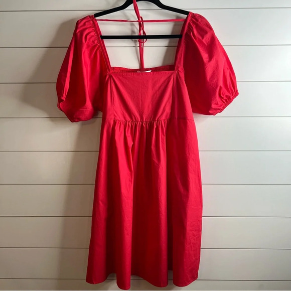 Draper James Ladies Hibiscus Square Neck Puff Sleeve Dress. Size Large. NWT. - Picture 2 of 14